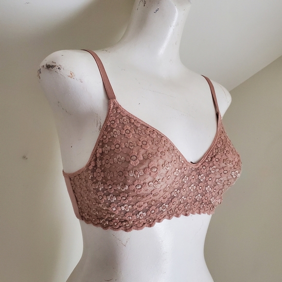 Olga Floral Lace Underwire Nude Neutral Beige Bra size 36B - Picture 7 of 8